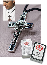 BENEDICTINE CRUCIFIX/BLACK ENAMEL - AS648 - Catholic Book & Gift Store
