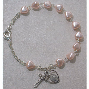 YOUTH PINK HEART ROSARY BRACELET - BR174M - Catholic Book & Gift Store 