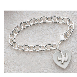 7.5" BRACELET W/HEART & DOVE CHARMS - BR267H - Catholic Book & Gift Store 