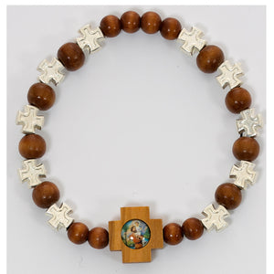 BROWN WOOD STRETCH BRACELET - BR426C - Catholic Book & Gift Store 