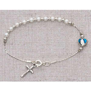 7 1/4" PEARL BRACELET WITH CRUCIFIX - BR469 - Catholic Book & Gift Store 
