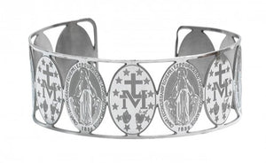 STAINLESS MIRACULOUS CUFF BRACELET - BR502 - Catholic Book & Gift Store 