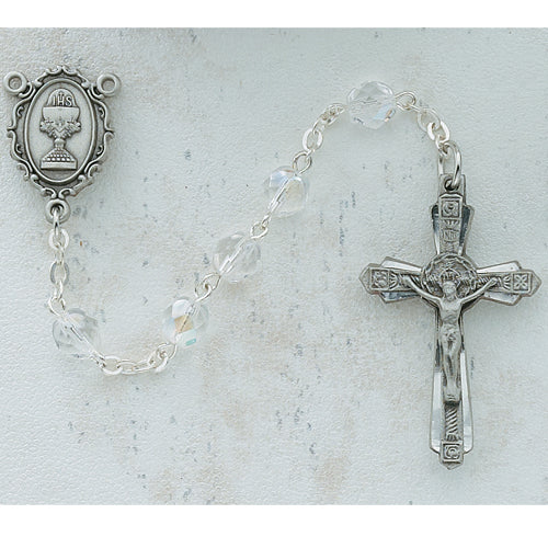 6MM CRYSTAL COMMUNION ROSARY - C45DW - Catholic Book & Gift Store 