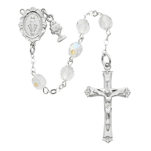 6MM CRYSTAL ROSARY W/CHALICE CHARM