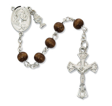 6MM BROWN WOOD COMMUNION ROSARY