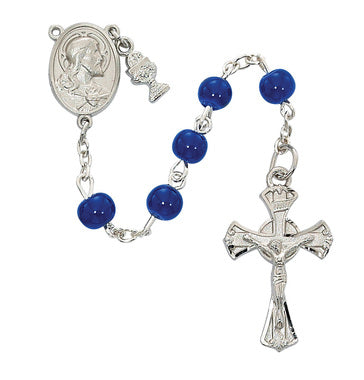 6MM GLUE GLASS ROSARY W/SMALL CHALICE