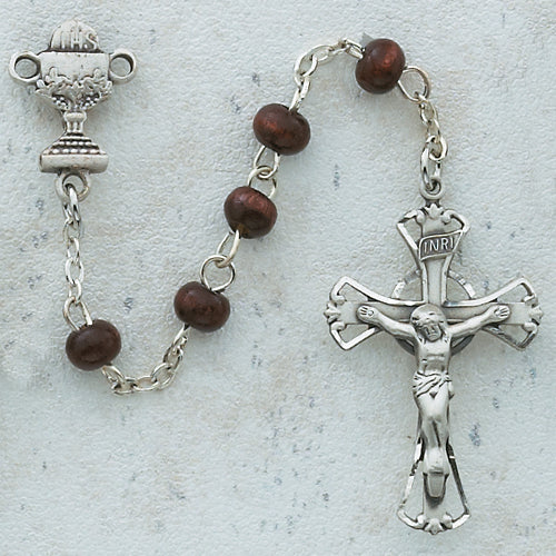 BROWN WOOD COMMUNION ROSARY - C7RB - Catholic Book & Gift Store 