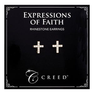Rhinestone Cross Earring - Gold