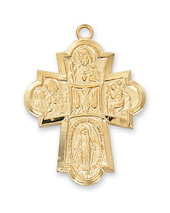 STERLING 4-WAY MEDAL/24" CH - J2410 - Catholic Book & Gift Store 