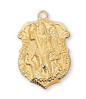GOLD/STERLING SILVER ST MICHAEL POLICE SHIELD - J425 - Catholic Book & Gift Store