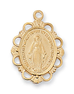 GOLD/STERLING MIRAC. MEDAL/18" CH - J572 - Catholic Book & Gift Store 