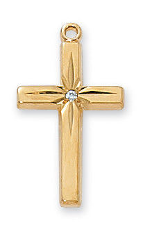 GOLD OVER STERLING SILVER CROSS W/CZ - J7004 - Catholic Book & Gift Store 
