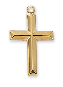 GOLD OVER STERLING SILVER CROSS PENDANT - J7022 - Catholic Book & Gift Store 
