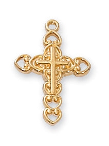GOLD OVER STERLING SILVER CROSS - J8002 - Catholic Book & Gift Store 