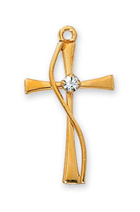 GOLD/STERLING CROSSW/STONE - J8012 - Catholic Book & Gift Store 