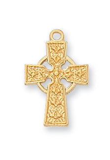 18K GOLD FILLED STERLING SILVER CELTIC CROSS - J8023 - Catholic Book & Gift Store 