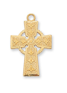 18K GOLDFILLED STERLING SILVER CELTIC CROSS - J8083 - Catholic Book & Gift Store 
