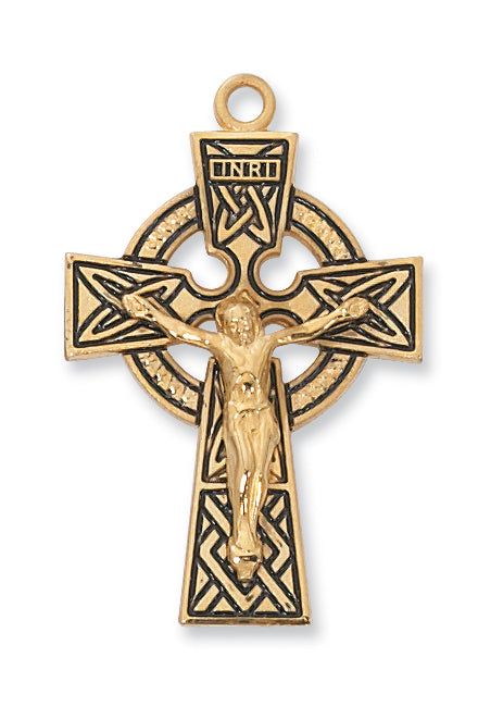 18K GOLDFILLED STERLING CELTIC CRUCIFIX - J9030 - Catholic Book & Gift Store 