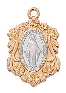 TWO-TONE ROSE GOLD/STERLING MIRACULOUS MEDAL PENDANT
