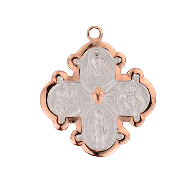 TWO-TONE ROSE GOLD/STERLING SILVER FOUR WAY MEDAL