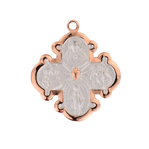 TWO-TONE ROSE GOLD/STERLING SILVER FOUR WAY MEDAL