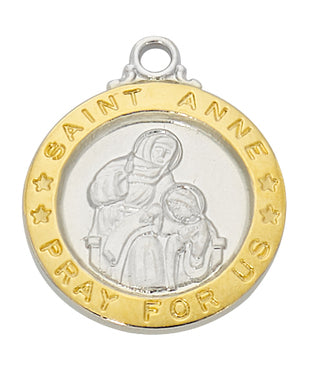 TWO-TONE ST ANNE ROUND PENDANT WITH 18