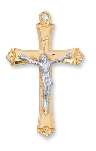 STERLING TUTONE CRUCIFIX PENDANT - JT8073 - Catholic Book & Gift Store