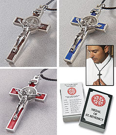 BENEDICTINE CRUCIFIX/RED ENAMEL ON CORD - KT013RED - Catholic Book & Gift Store 