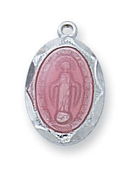 STERLING SILVER MIRACULOUS MEDAL W/PINK - L1203MIP - Catholic Book & Gift Store