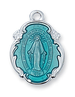 STERLING SILVER BLUE MIRAC MEDAL - L1821ME - Catholic Book & Gift Store