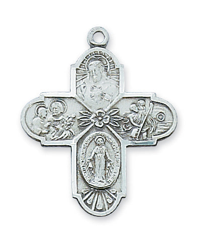 STERLING SILVER 4-WAY CROSS - L2210-4 - Catholic Book & Gift Store 
