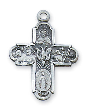 STERLING SILVER 4-WAY CROSS - L2210S - Catholic Book & Gift Store 