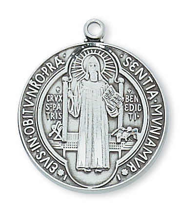 STERLING SILVER ST BENEDICT MEDAL - L2514BN - Catholic Book & Gift Store
