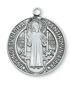 STERLING SILVER ST BENEDICT MEDAL - L2514BN - Catholic Book & Gift Store 