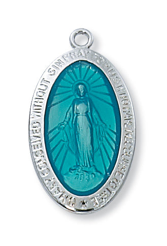 STERLING SILVER BLUE MIRAC MEDAL - L311ME - Catholic Book & Gift Store