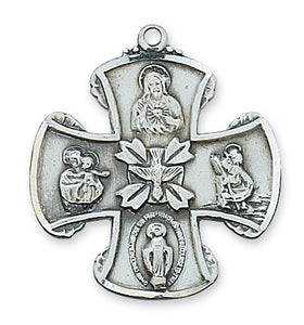 STERLING SILVER 4-WAY MEDAL - L40 - Catholic Book & Gift Store 