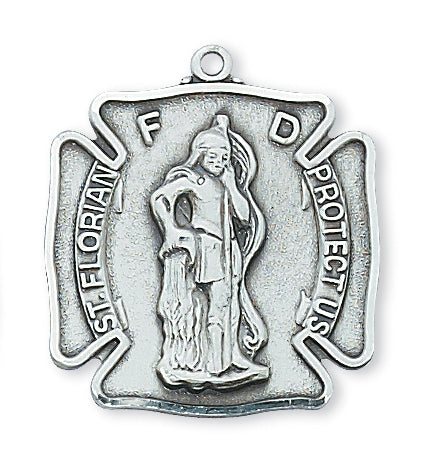 STERLING SILVER ST FLORIAN MEDAL - L413 - Catholic Book & Gift Store