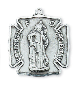 STERLING SILVER ST FLORIAN MEDAL - L413 - Catholic Book & Gift Store 