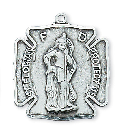 STERLING SILVER ST FLORIAN MEDAL - L413 - Catholic Book & Gift Store 