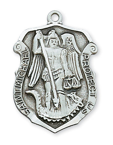 STERLING SILVER ST MICHAEL MEDAL/SHIELD - L414 - Catholic Book & Gift Store