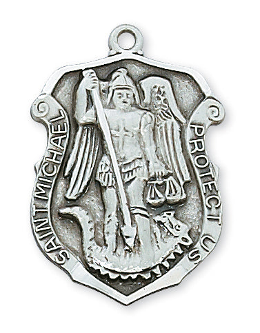 STERLING SILVER ST MICHAEL MEDAL/SHIELD - L414 - Catholic Book & Gift Store 