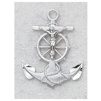 STERLING SILVER ANCHOR CRUCIFIX - L422 - Catholic Book & Gift Store