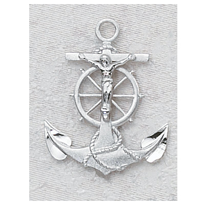 STERLING SILVER ANCHOR CRUCIFIX - L422 - Catholic Book & Gift Store 