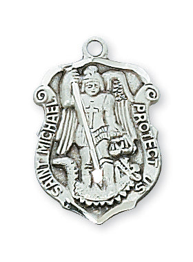 STERLING SILVER ST MICHAEL SHIELD - L425 - Catholic Book & Gift Store