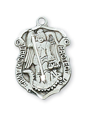 STERLING SILVER ST MICHAEL SHIELD - L425 - Catholic Book & Gift Store 