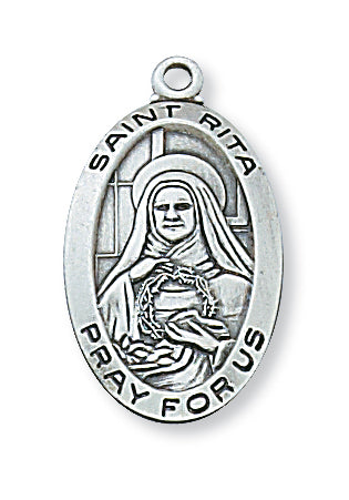 STERLING SILVER ST RITA MEDAL - L500RT - Catholic Book & Gift Store 