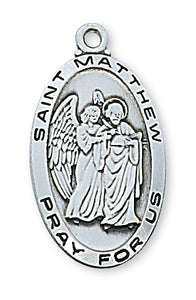 STERLING SILVER ST MATTHEW MEDAL - L550MW - Catholic Book & Gift Store 