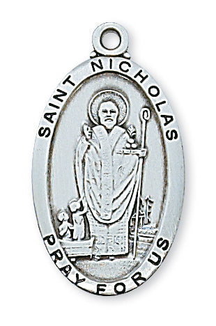 STERLING SILVER ST NICHOLAS MEDAL - L550NC - Catholic Book & Gift Store 