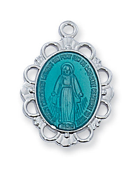 STERLING SILVER BLUE MIRACULOUS MEDAL - L576 - Catholic Book & Gift Store