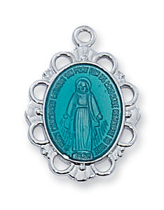 STERLING SILVER BLUE MIRACULOUS MEDAL - L576 - Catholic Book & Gift Store 